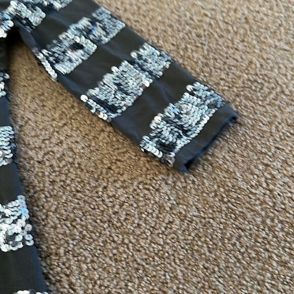 Flowers by Zoe Girls Grey with Silver Sequins Striped Dress - Picture 4 of 5